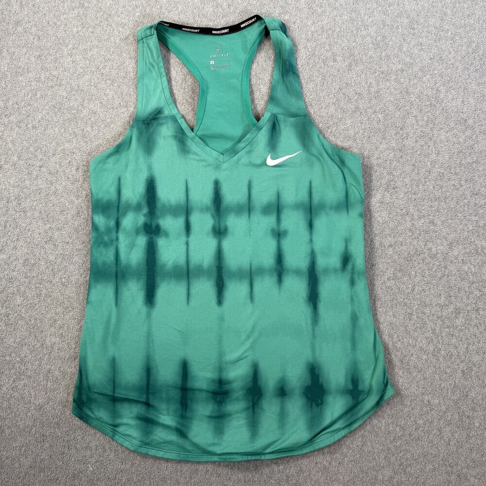 Nike Court Dri-FIT Women's Small Green Tie-Dye Racerback Athletic Tank Top